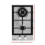 Devanti Gas Cooktop 30cm 2 Burner Silver