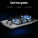 Devanti Gas Cooktop 30cm 2 Burner Silver