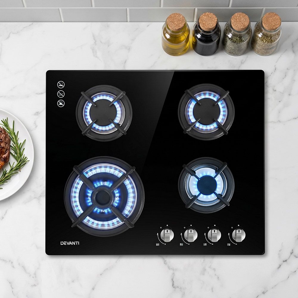 Devanti Gas Cooktop 60cm 4 Burner Black Hauptbild