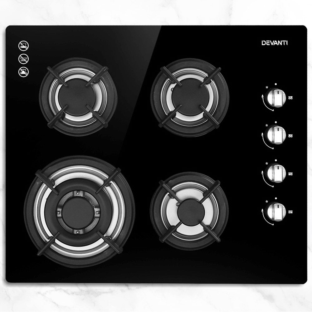 Devanti Gas Cooktop 60cm Stove Hob Black Hauptbild