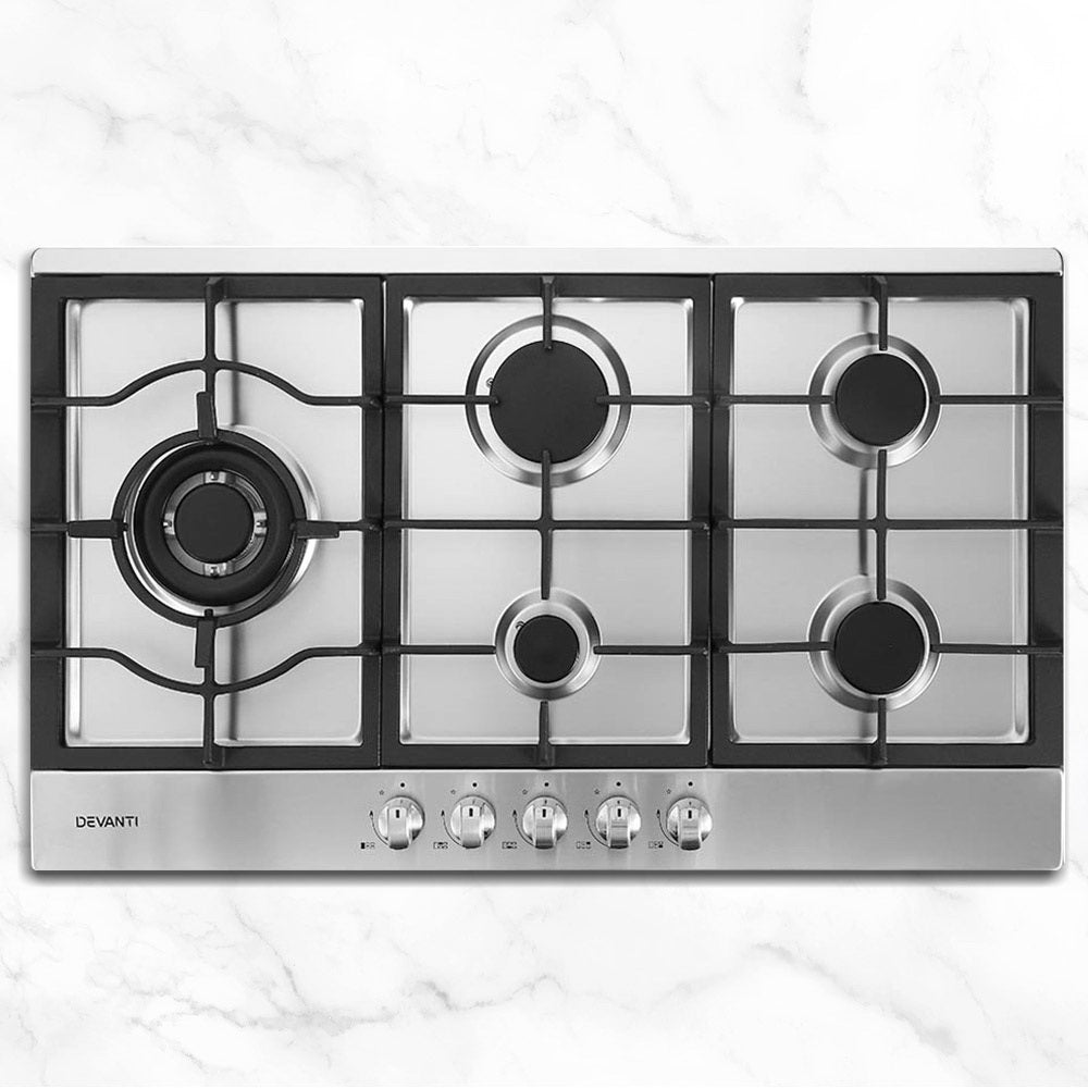 Devanti Gas Cooktop 90cm 5 Burner Silver Hauptbild
