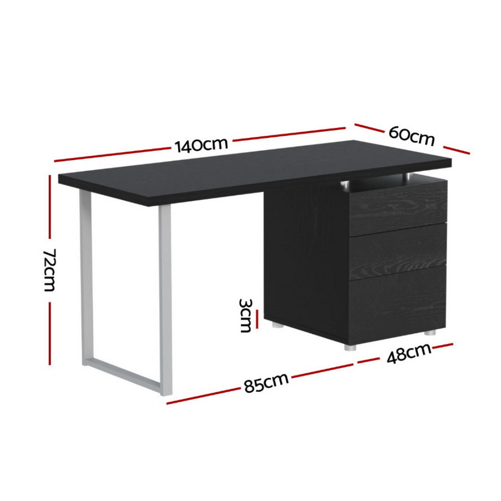 140cm Computer Desk Drawer - Black Secondary image