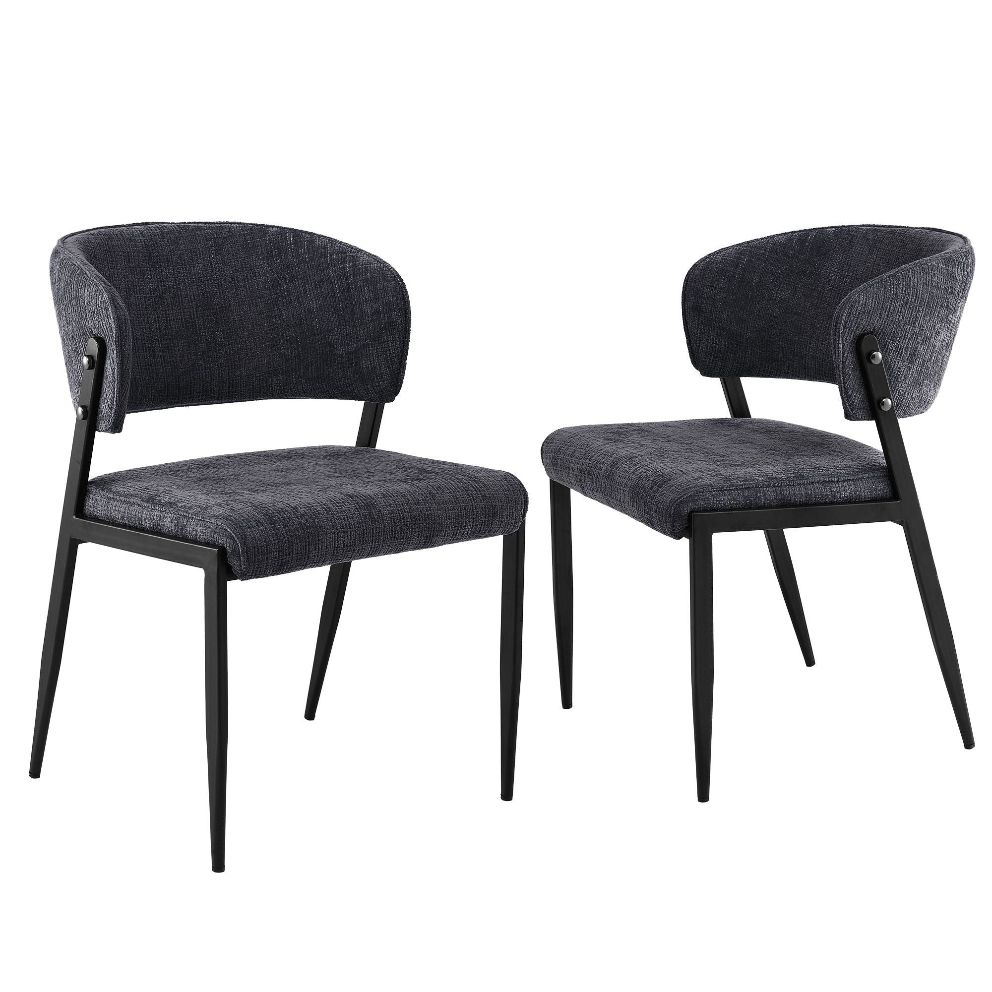 Dining Chairs Set of 2 Linen Fabric Soft Upholstered Chairs Charcoal Main image