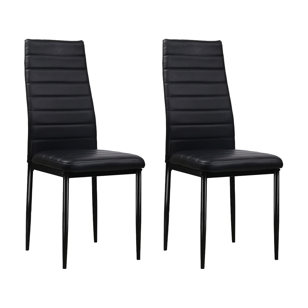Dining Chairs Set of 4 Leather Channel Tufted Black Main image