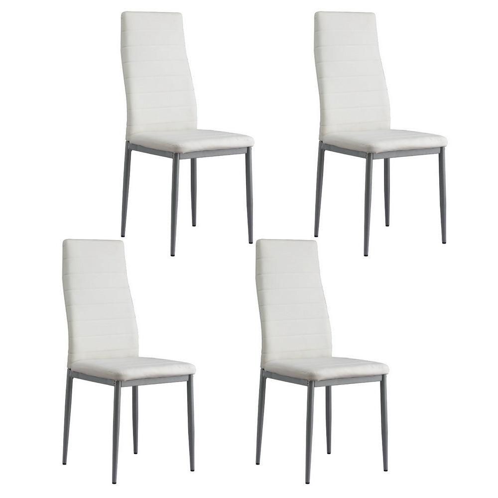 Lether Channel Tufted Dining Chairs (set of 4) - White Main image