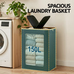 Artiss 2 Sections Laundry Basket with Removable Bags Foldable Black