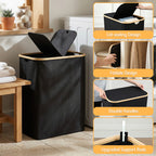 Artiss 2 Sections Laundry Basket with Removable Bags Foldable Black