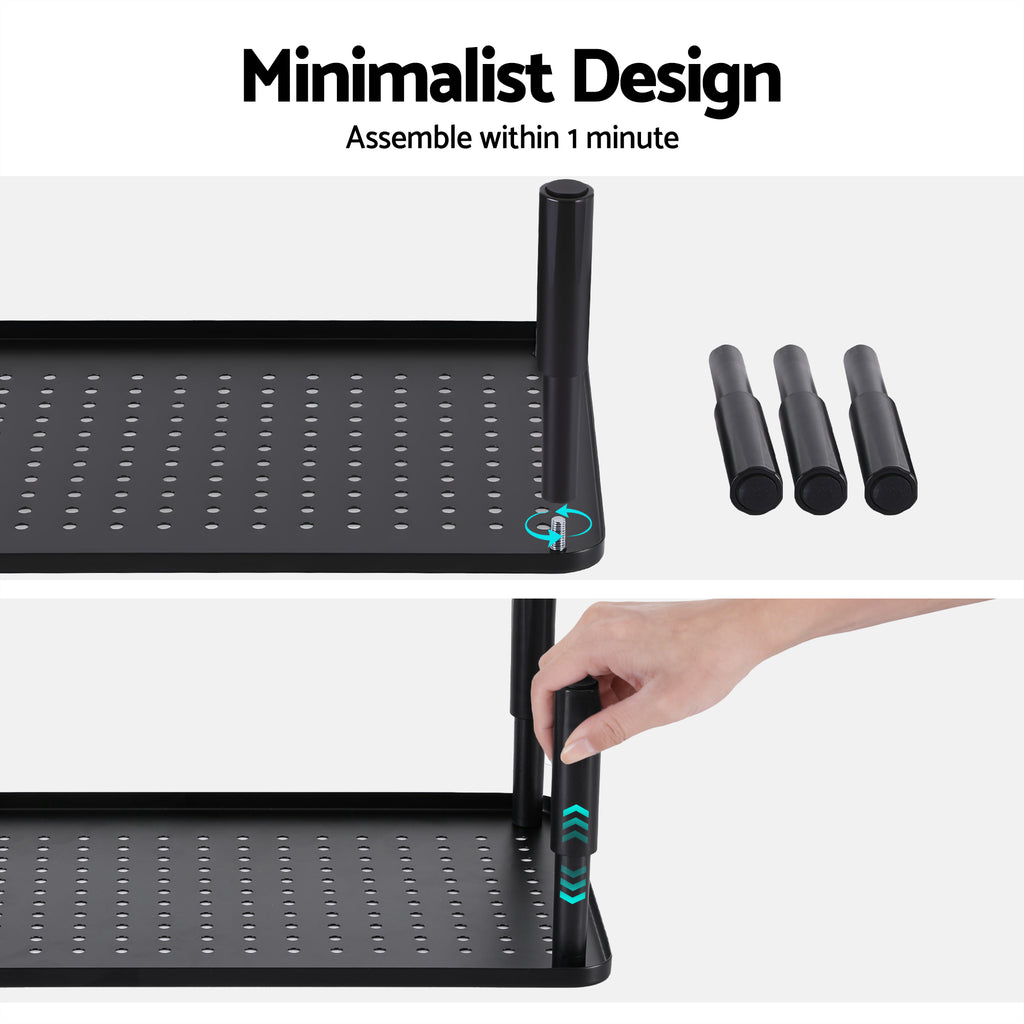 Artiss Monitor Stand Adjustable Riser For Computer Monitor And Laptop 3 Height Desk Organizer Black