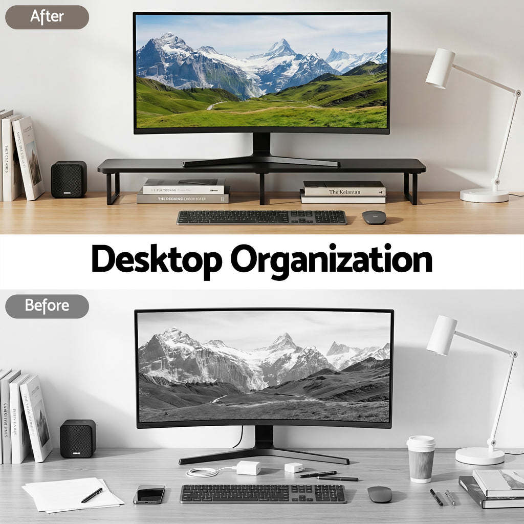 Artiss Dual Monitor Stand 100cm Riser Large Laptop Stand Desk Organiser Black