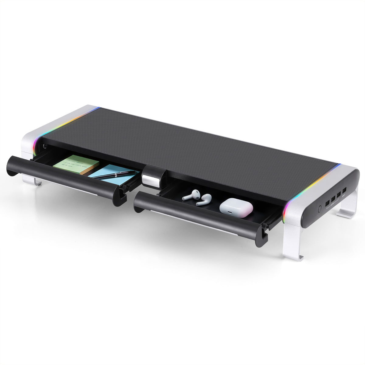 Artiss RGB Monitor Stand with USB Hub Desk Organiser Charging Stand Computer Stand Black Main image