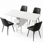 Artiss Dining Table and Chairs Set 5pcs Foldable Kitchen Furniture with 2 Drawers Black and White