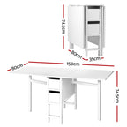 Artiss Dining Table and Chairs Set 5pcs Foldable Kitchen Furniture with 2 Drawers Black and White