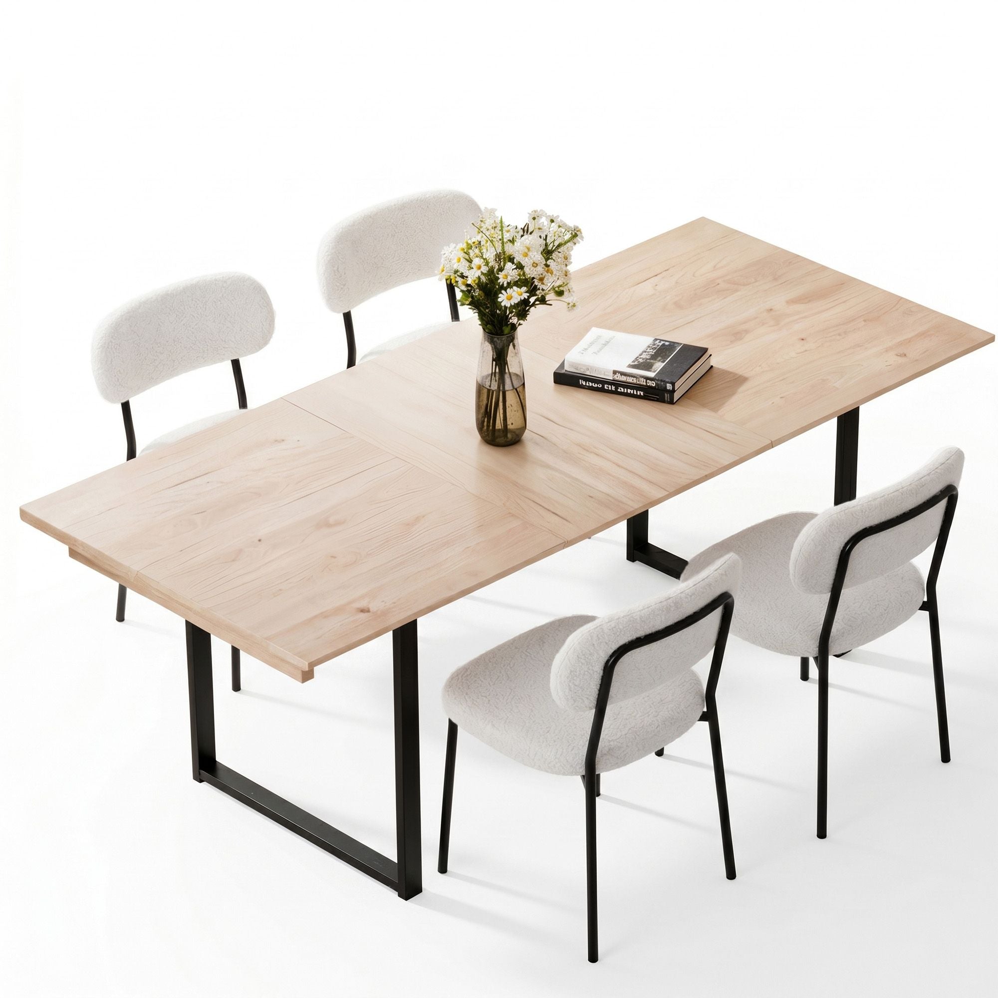 Sherpa 200cm Extendable Dining Table Set with 4x Dining Chairs - White Main image