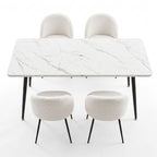 1 Artiss Dining Table and 4 Chairs Set White Marble Style