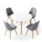 Artiss Round Dining Table and Chairs Set 5pcs Compact Kitchen Furniture White Natural Wood & Grey