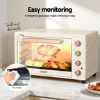 Devanti 60L Convection Oven Electric Fryer Ovens 2000W Cream