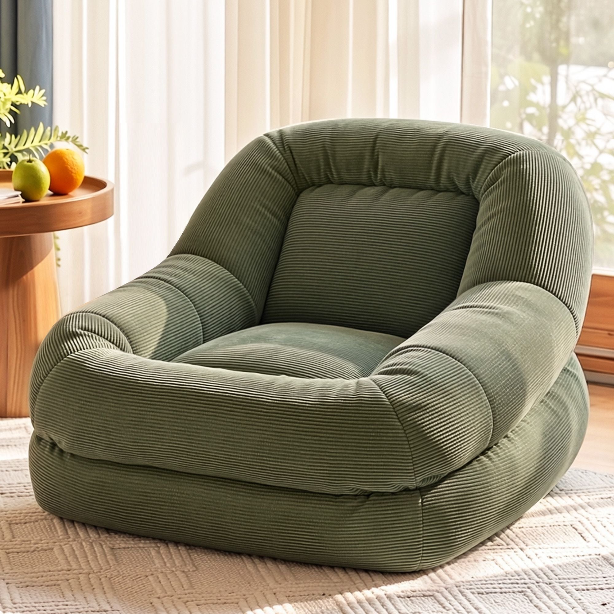 Artiss Armchair Floor Chair Couch Recliner 1 Seater Cloud Chaise Lounge Corduroy Green Main image