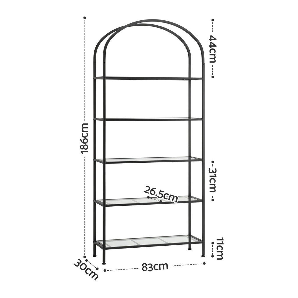 Artiss 5 Tiers Bookshelf Industrial Etagere Bookcase Display Shelf Black