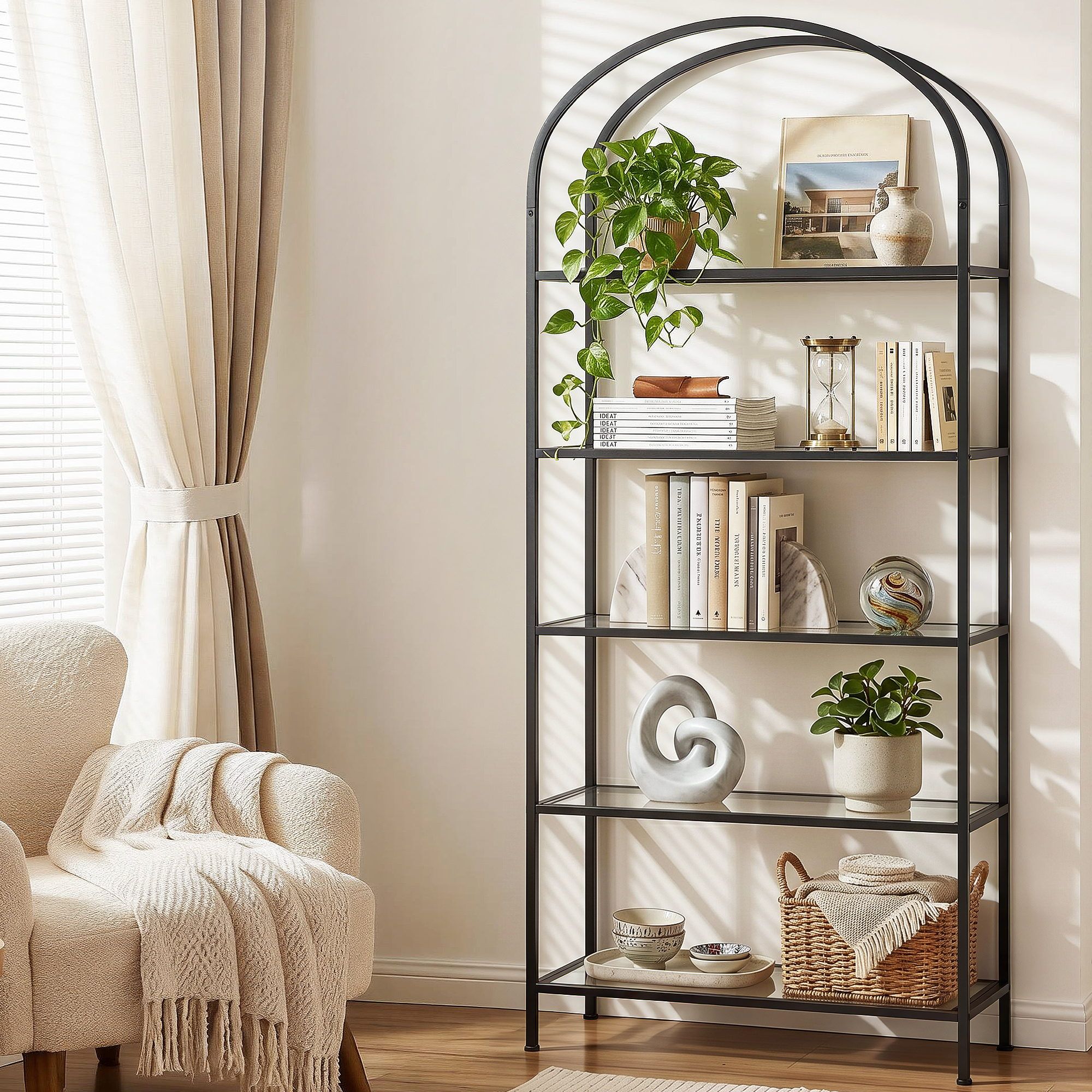 Etagere 5-tier Bookshelf Industrial Bookcase Display Shelf - Black Secondary image