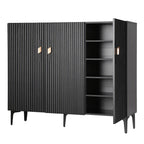Artiss Shoe Cabinet Fluted Style 25 Pairs Shoe Storage Cupboard Black