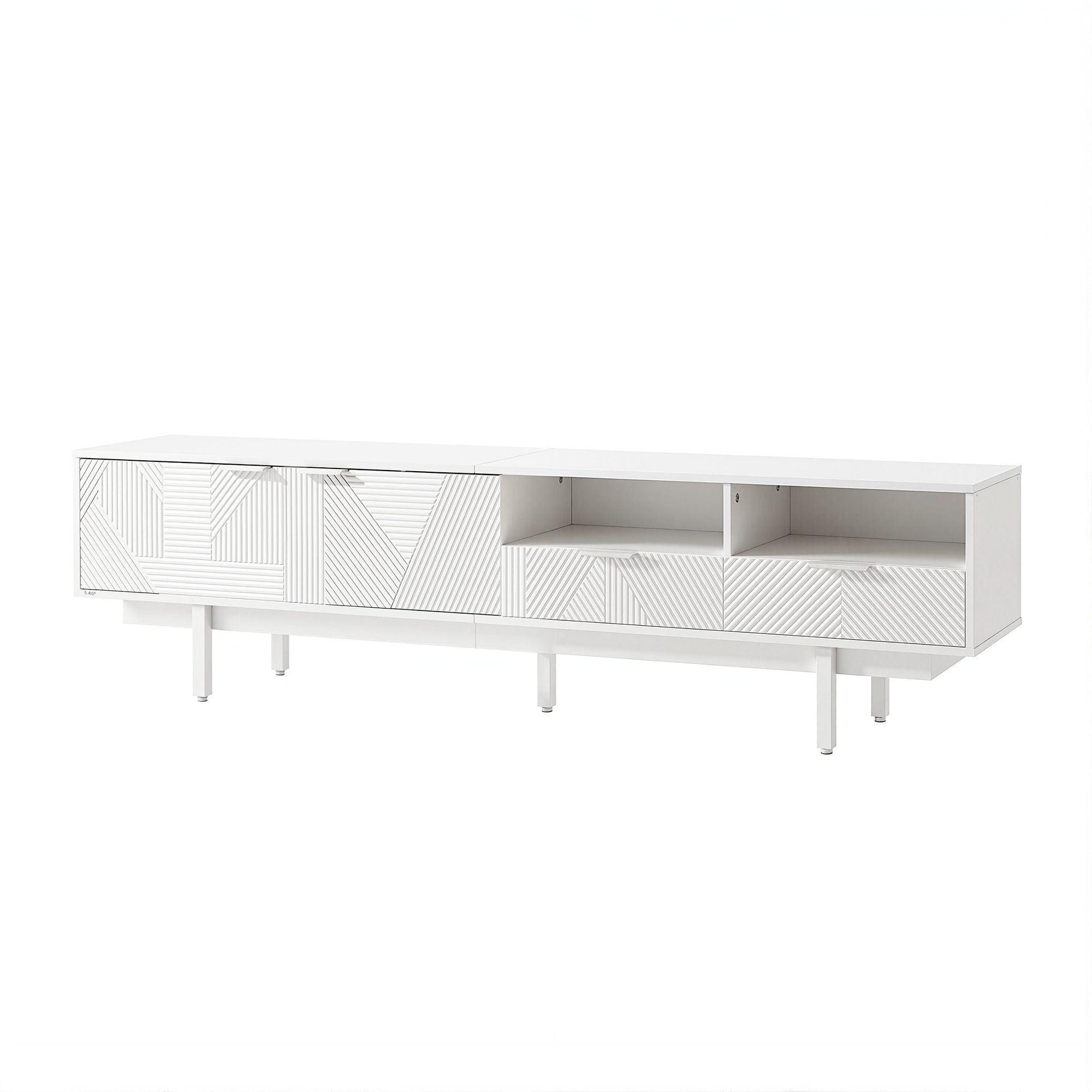 TV Unit Entertainment Unit Storage Cabinet Drawer 200cm White Secondary image