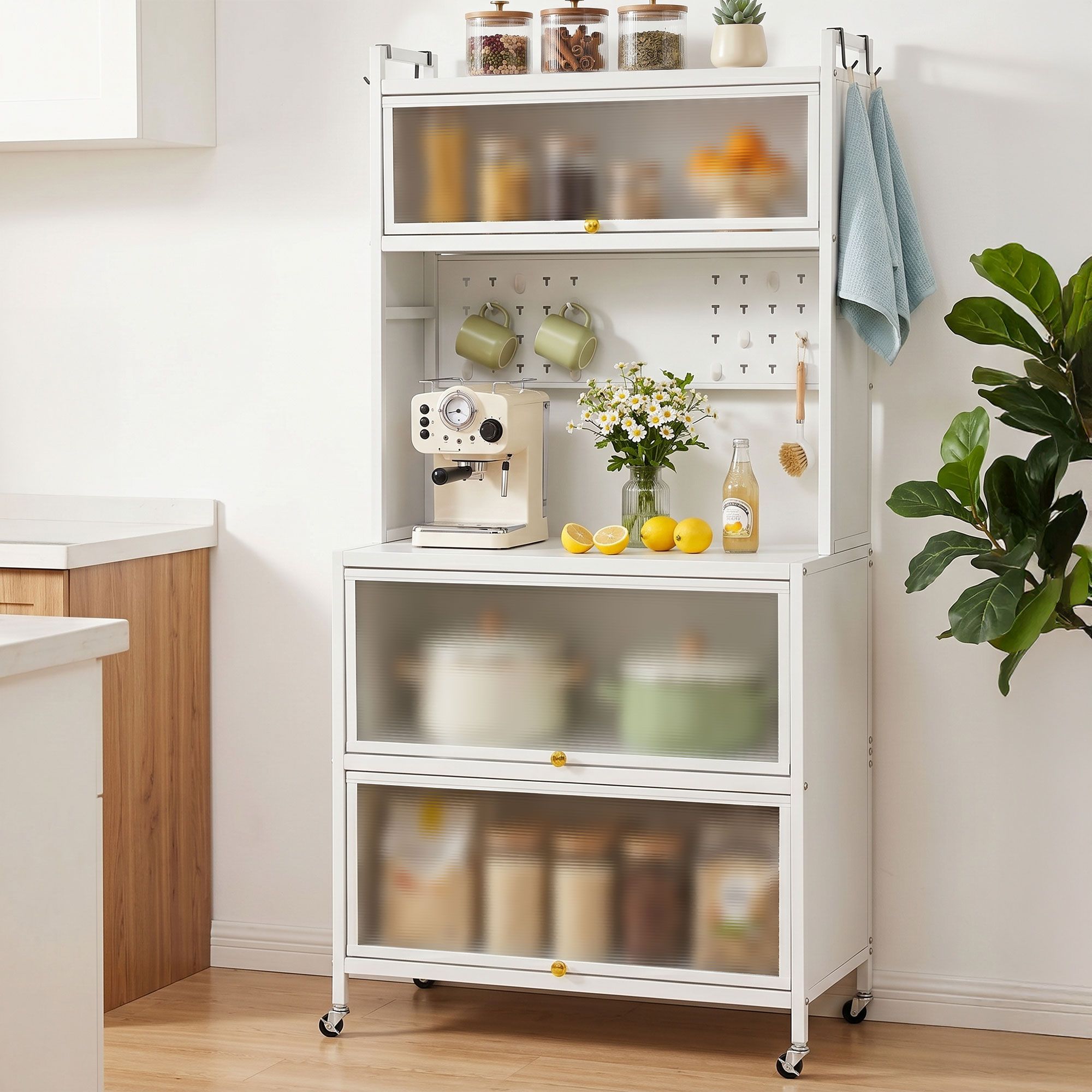 Kitchen Cabinet Storage Shelves Pegboard Cupboard Sideboard 80cm x 164cm Secondary image