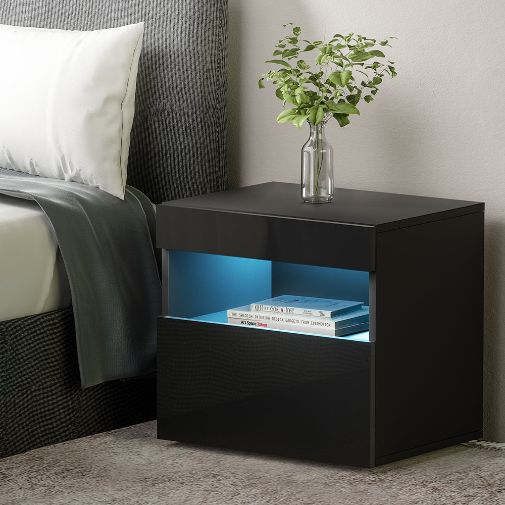 Heres Bedside Table w/ LED - Black Main image