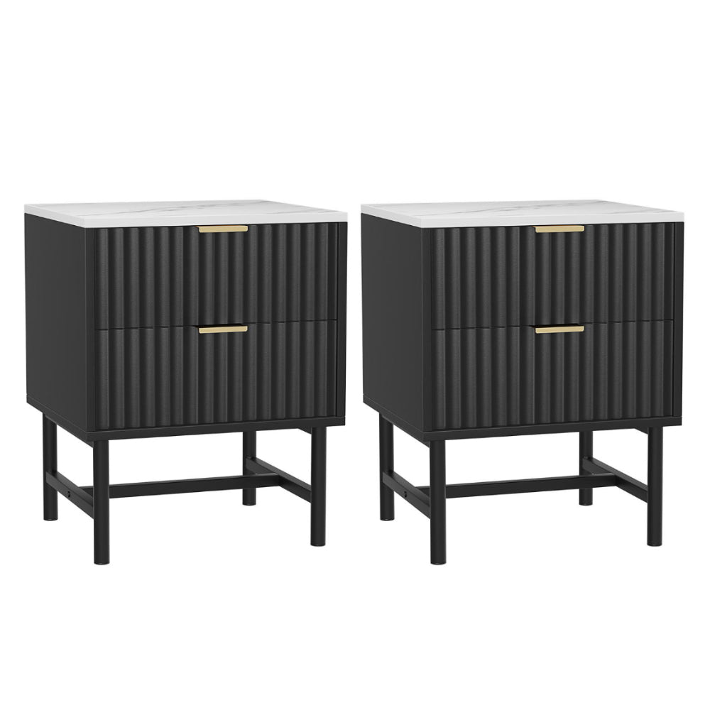 Bedside Table 2 Drawers (set of 2) - Black Main image