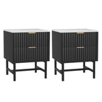 Artiss 2x Bedside Table 2 Drawers - Black