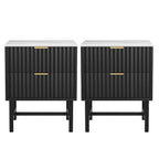 Artiss 2x Bedside Table 2 Drawers - Black