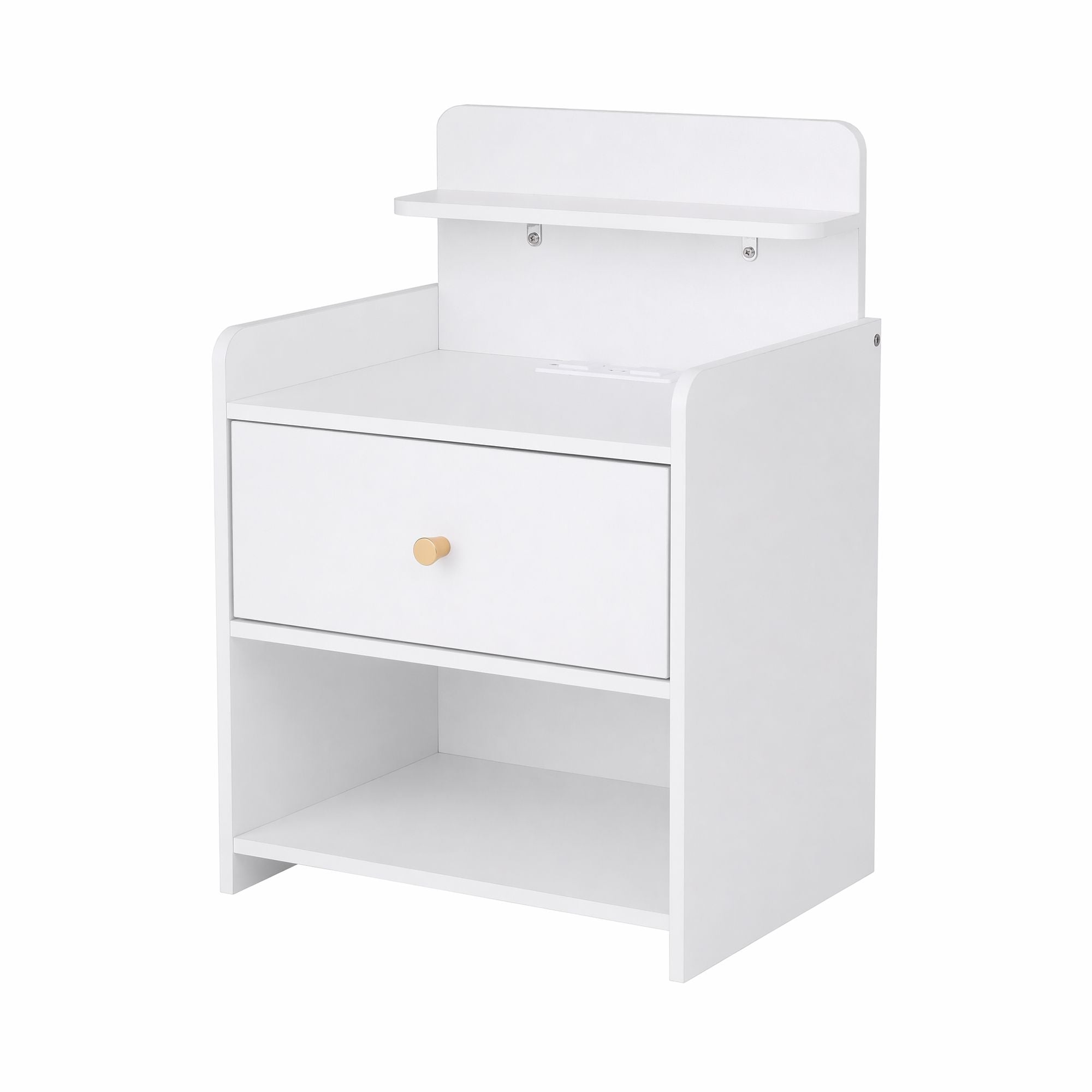 Bedside Table Drawer Charging Station White Secondary image