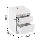 Artiss Bedside Table Nightstand with Charging Station 2 Drawers LED White