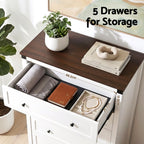 Artiss 5 Chest of Drawers Storage Tallboy White & Walnut