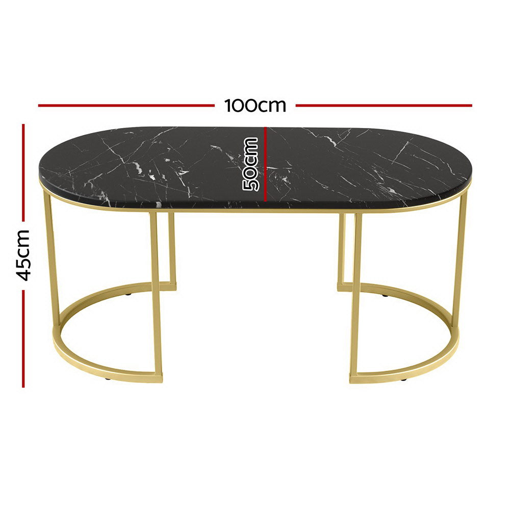 Marble Effect Coffee Table - Black Secondary image