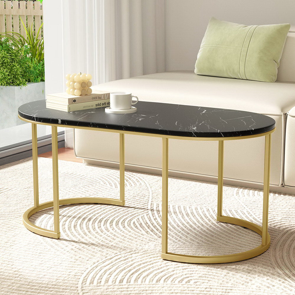 Marble Effect Coffee Table - Black Main image