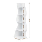 Artiss 5-Tier Bookshelf Corner Shelf S-shaped Storage Rack White