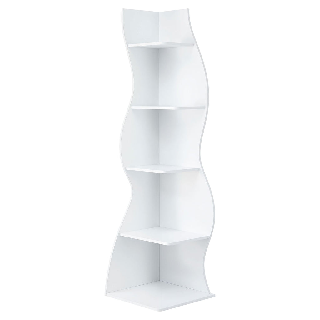 Artiss 5-Tier Bookshelf Corner Shelf S-shaped Storage Rack White