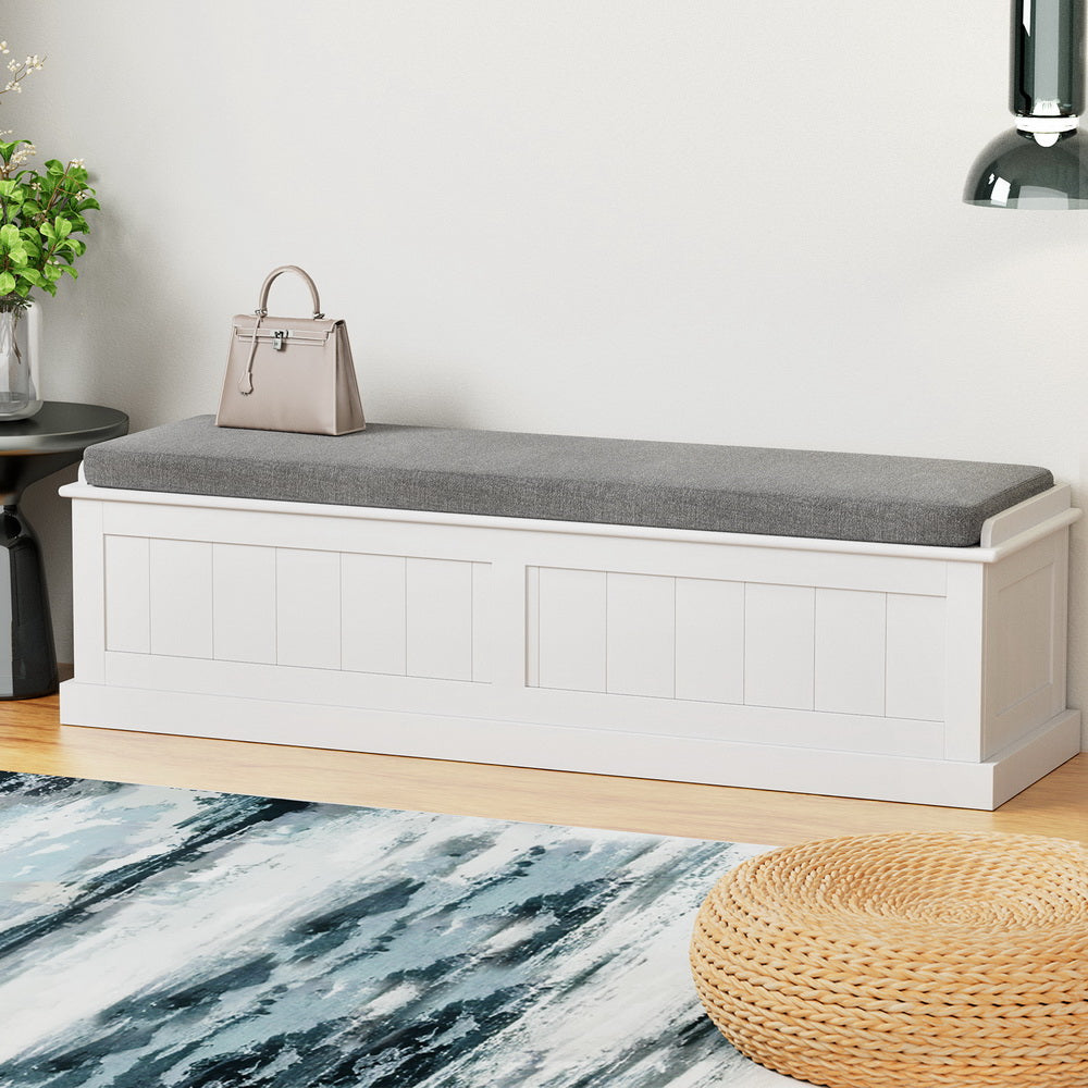 140cm Fluted Storage Ottoman Blanket Box - Grey Main image
