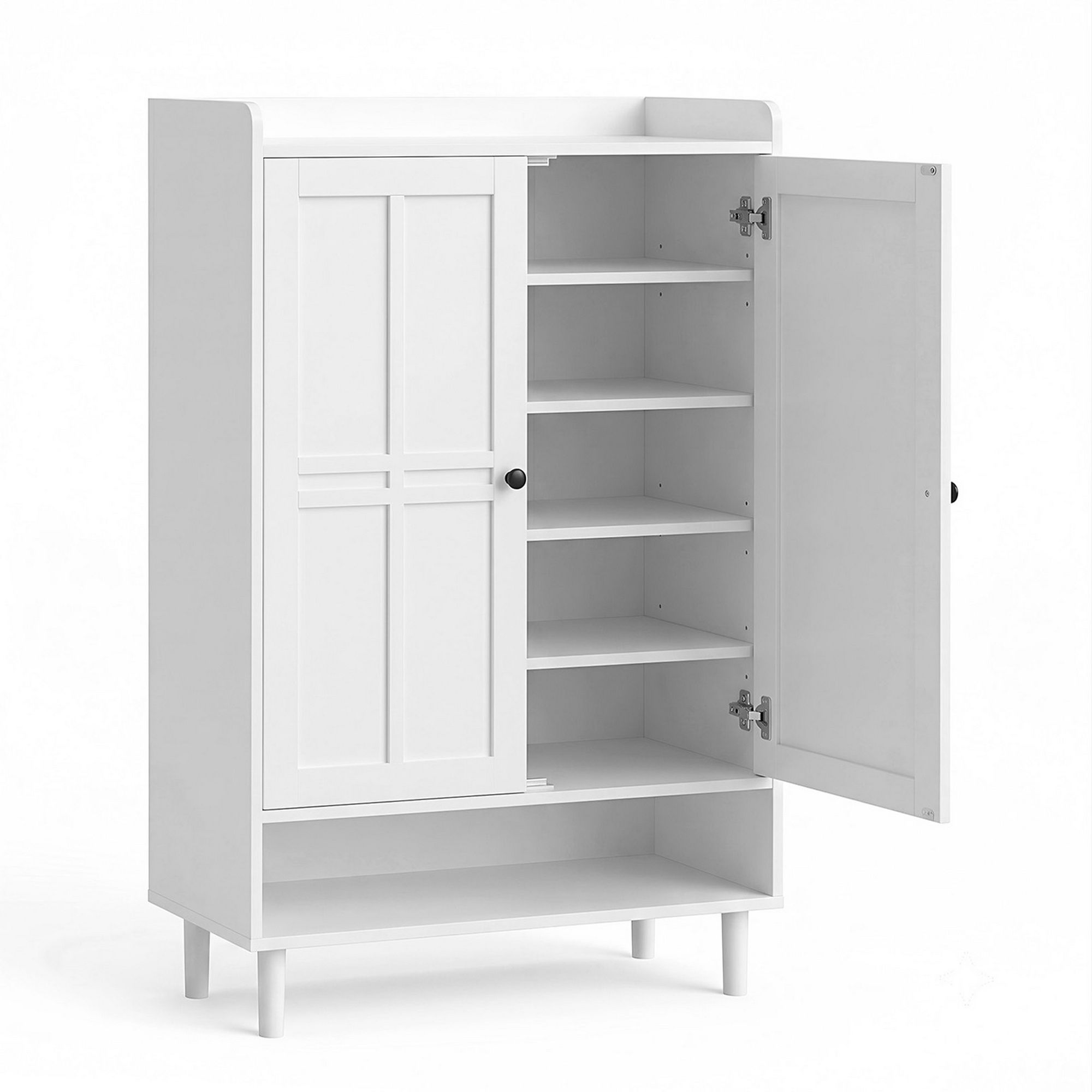 Shoe Rack Cabinet Storage Cupboard 3 Adjustable Shelves White Secondary image