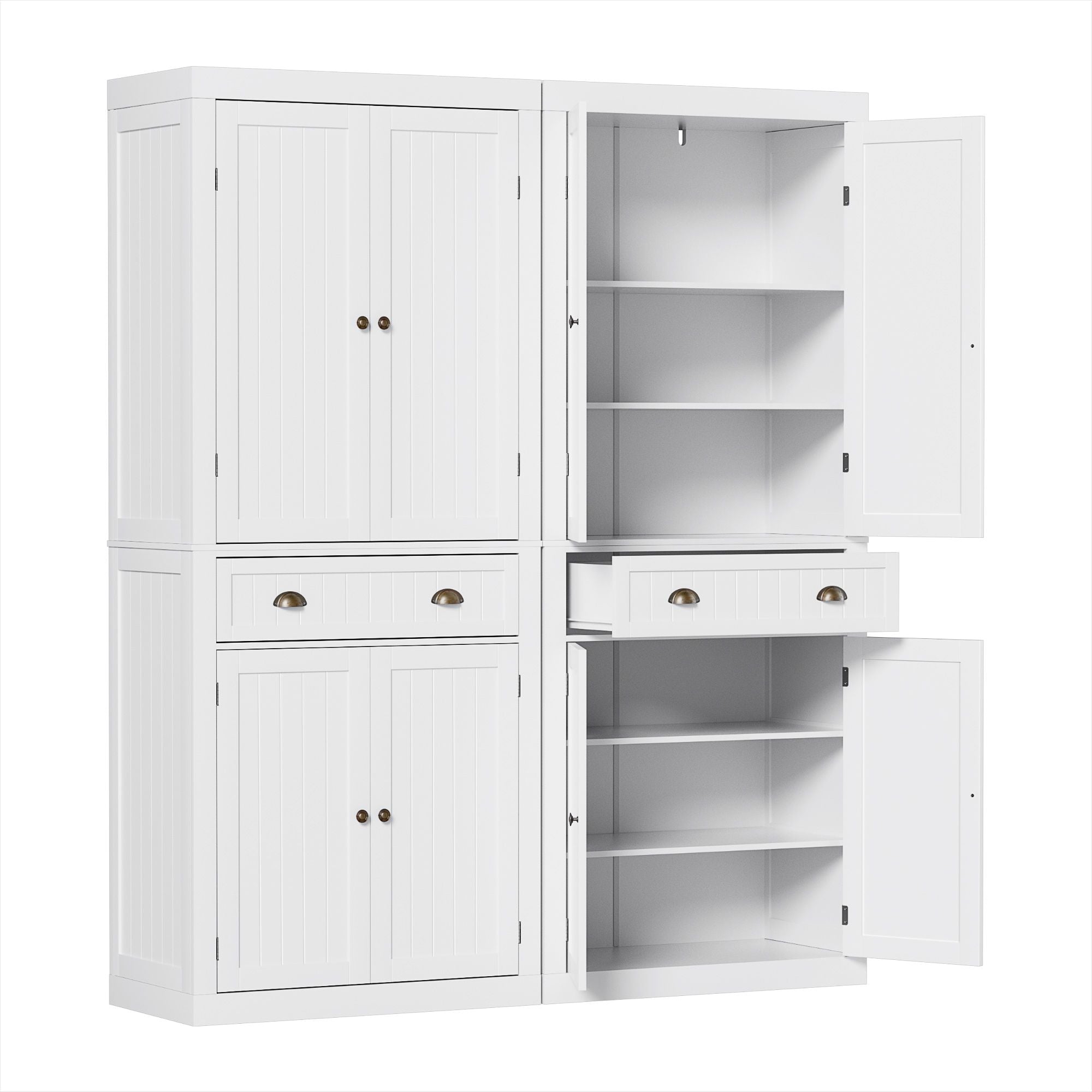 2x Buffet Sideboard Cabinet 6-Tier Storage Pantry Cupboard Drawer White Main image