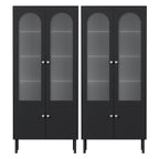Artiss 2x Buffet Sideboard Cabinet Pantry 5-Tier Storage Cupboard Fluted Black