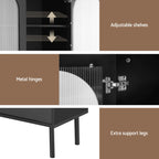 Artiss 2x Buffet Sideboard Cabinet Pantry 5-Tier Storage Cupboard Fluted Black