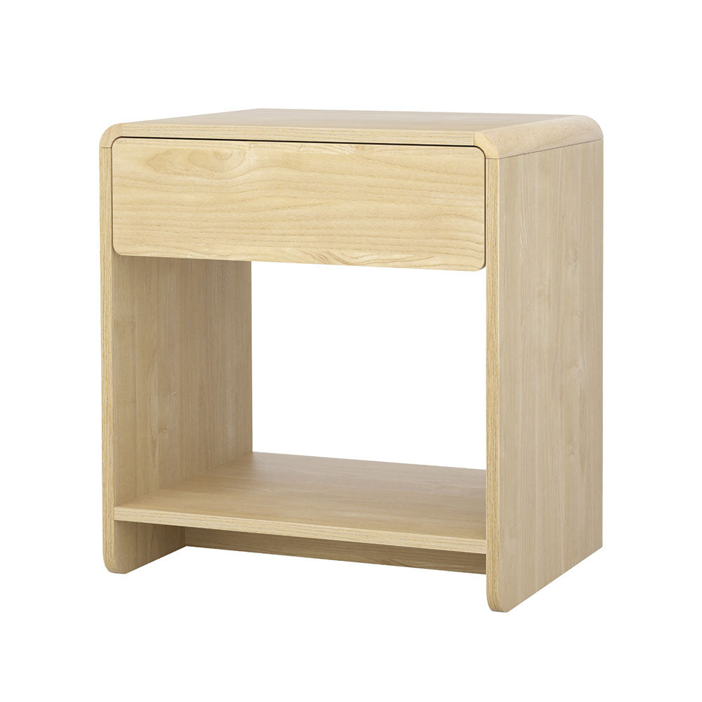 Bedside Table Drawer Open Shelf Pine Main image