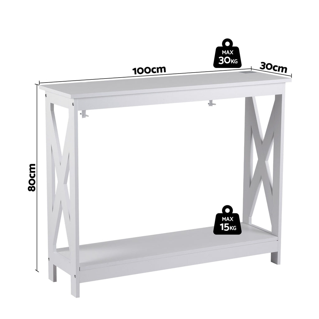 Artiss Console Table Entryway Hallway Display 2-Tier Narrow Sofa Table 100CM White