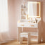Artiss Dressing Table Set Stool Led White Doria
