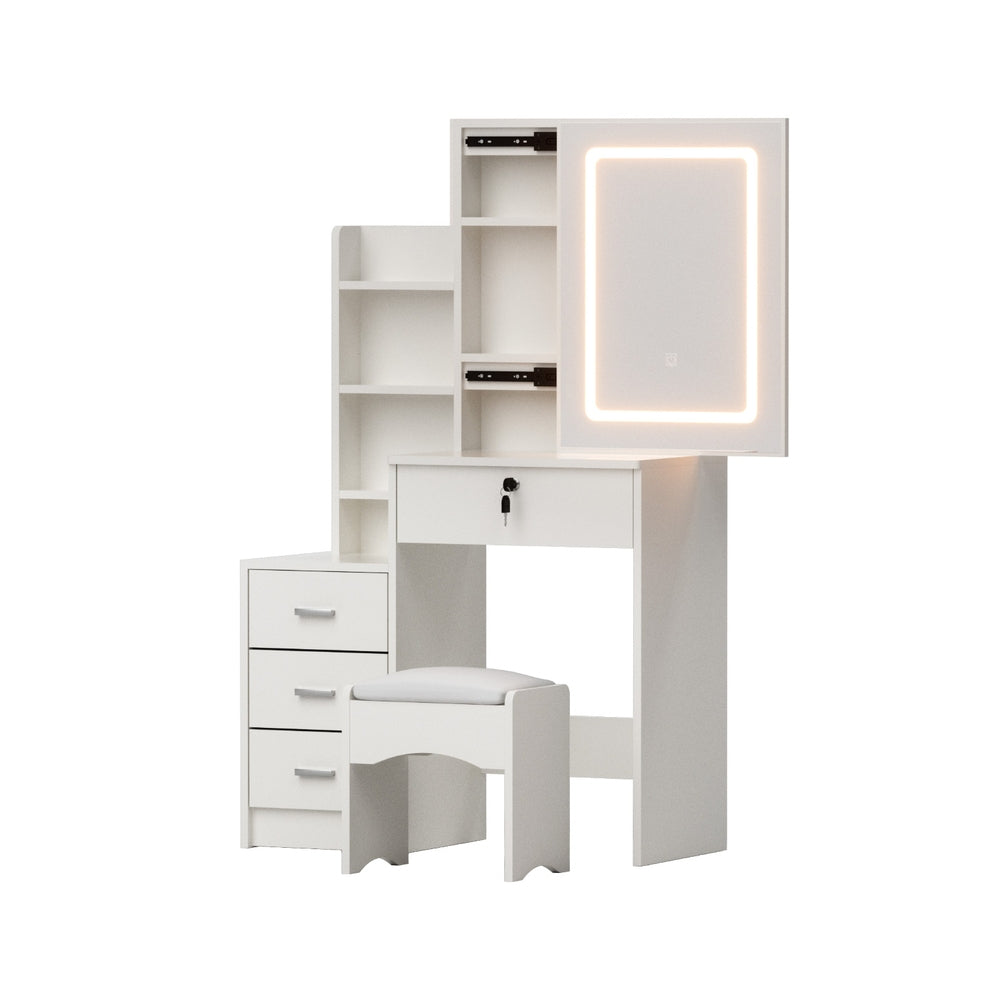 Dressing Table Vanity Desk Set w/ Stool LED - White Main image