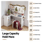 Artiss Dressing Table Corner Vanity Desk Set Stool LED Charging Station White