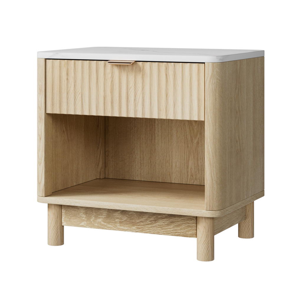Bedside Table Nightstand 1 Drawer Shelves Pine Main image
