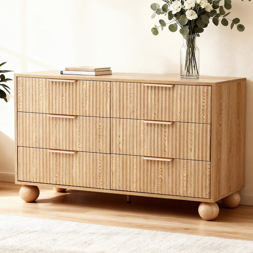 Short Tallboy Chest of Drawers (6-drawers) - Pine Main image