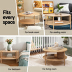 Artiss Coffee Table 2-Tier Round Wood